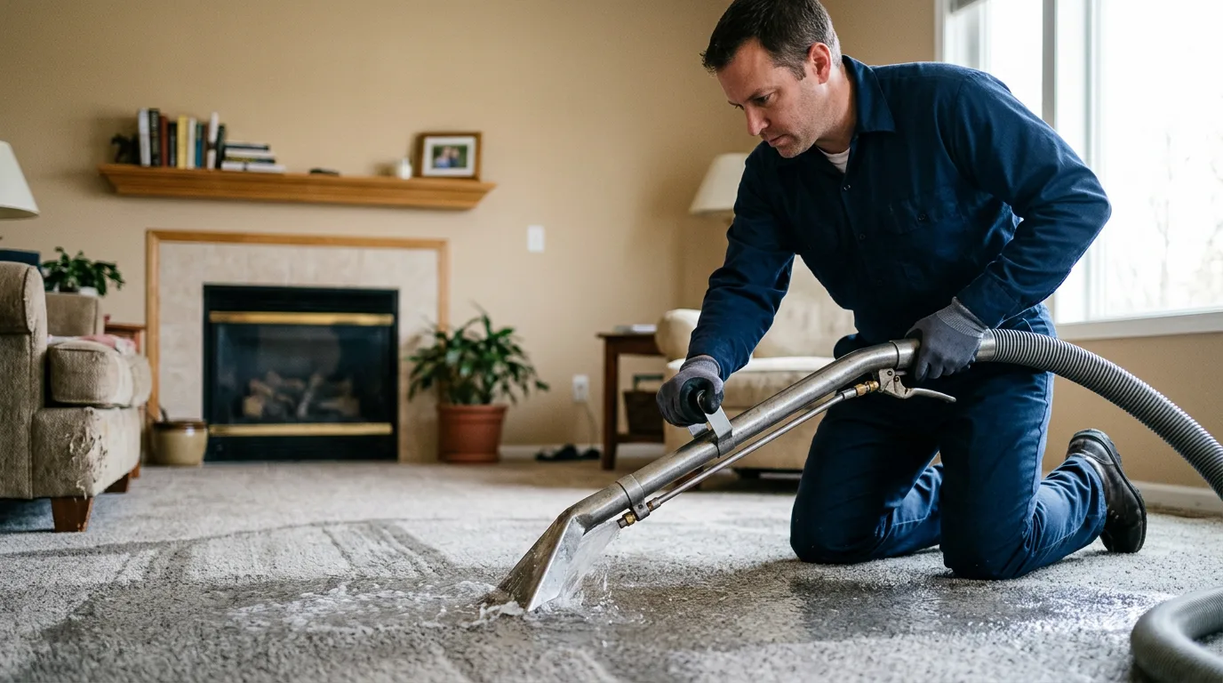 Water damage restoration technician working near Conesville, OH